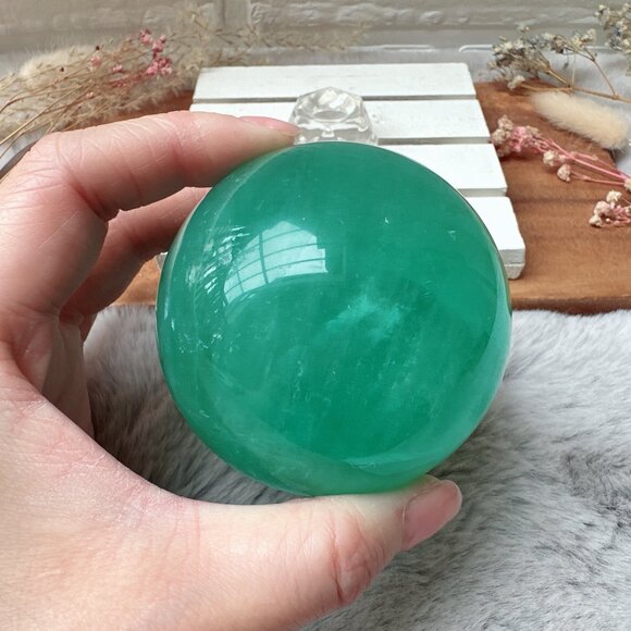 Gorgeous Green Fluorite Sphere - Picture 6 of 9